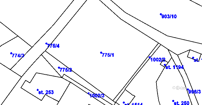 Parcela st. 775/1 v KÚ Hostinné, Katastrální mapa