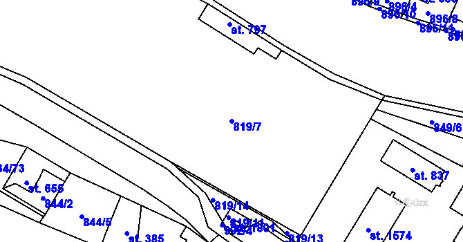 Parcela st. 819/7 v KÚ Hostinné, Katastrální mapa