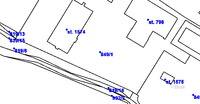Parcela st. 849/1 v KÚ Hostinné, Katastrální mapa