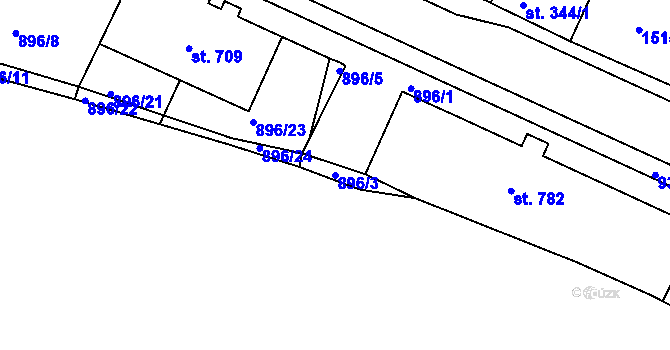 Parcela st. 896/3 v KÚ Hostinné, Katastrální mapa