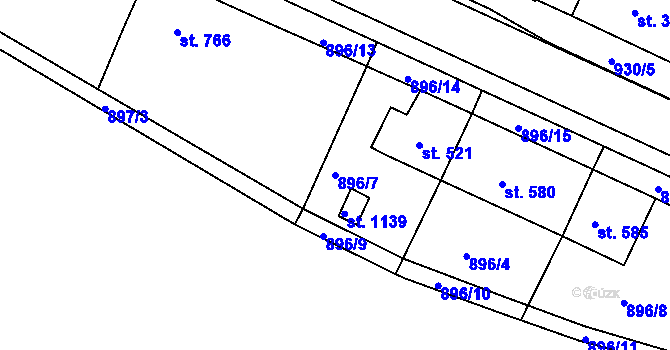 Parcela st. 896/7 v KÚ Hostinné, Katastrální mapa