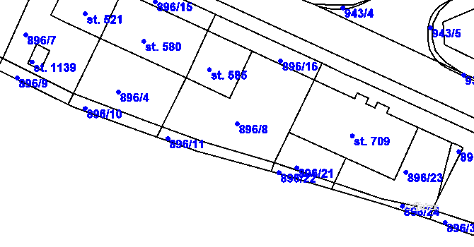 Parcela st. 896/8 v KÚ Hostinné, Katastrální mapa