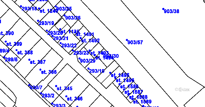 Parcela st. 903/30 v KÚ Hostinné, Katastrální mapa