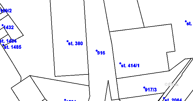 Parcela st. 916 v KÚ Hostinné, Katastrální mapa