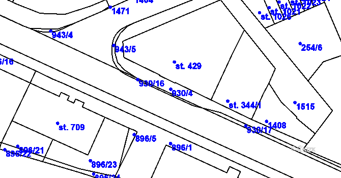 Parcela st. 930/4 v KÚ Hostinné, Katastrální mapa