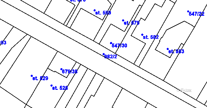 Parcela st. 982/2 v KÚ Hostinné, Katastrální mapa