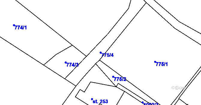 Parcela st. 775/4 v KÚ Hostinné, Katastrální mapa