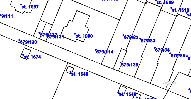 Parcela st. 679/114 v KÚ Hostinné, Katastrální mapa