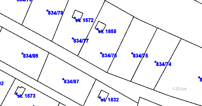 Parcela st. 834/76 v KÚ Hostinné, Katastrální mapa