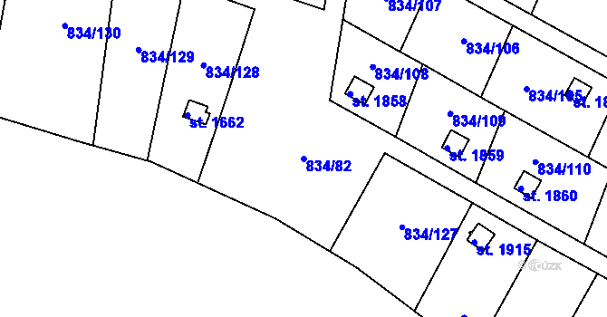 Parcela st. 834/82 v KÚ Hostinné, Katastrální mapa