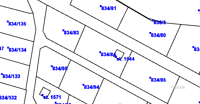 Parcela st. 834/84 v KÚ Hostinné, Katastrální mapa
