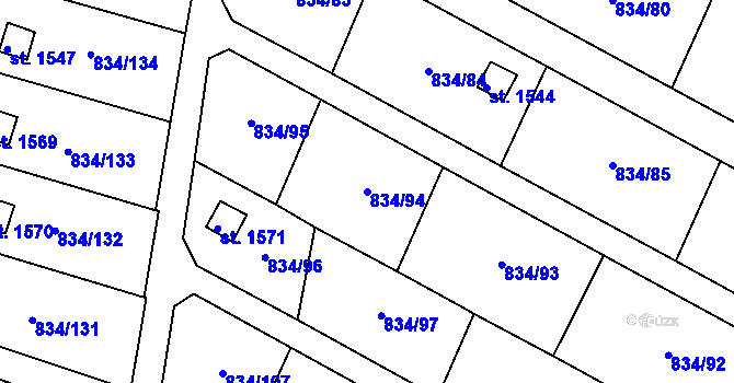 Parcela st. 834/94 v KÚ Hostinné, Katastrální mapa