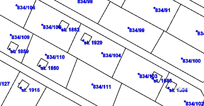 Parcela st. 834/104 v KÚ Hostinné, Katastrální mapa