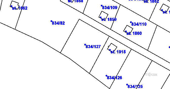Parcela st. 834/127 v KÚ Hostinné, Katastrální mapa
