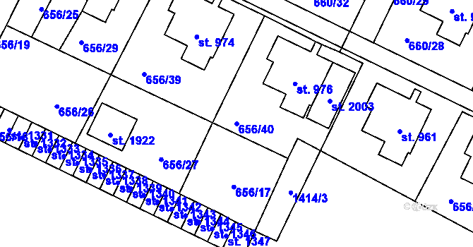 Parcela st. 656/40 v KÚ Hostinné, Katastrální mapa