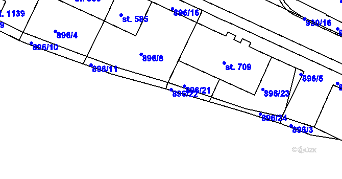 Parcela st. 896/22 v KÚ Hostinné, Katastrální mapa