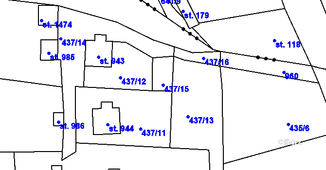 Parcela st. 437/15 v KÚ Hostinné, Katastrální mapa