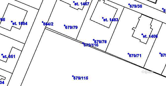 Parcela st. 679/116 v KÚ Hostinné, Katastrální mapa