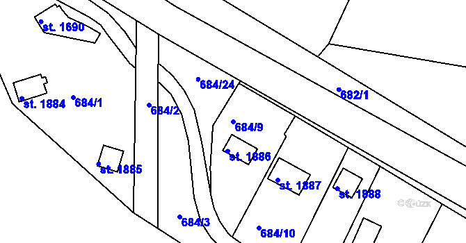 Parcela st. 684/9 v KÚ Hostinné, Katastrální mapa