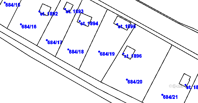Parcela st. 684/19 v KÚ Hostinné, Katastrální mapa