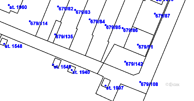 Parcela st. 679/127 v KÚ Hostinné, Katastrální mapa