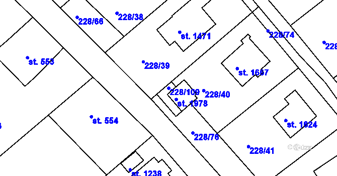 Parcela st. 228/109 v KÚ Hostinné, Katastrální mapa