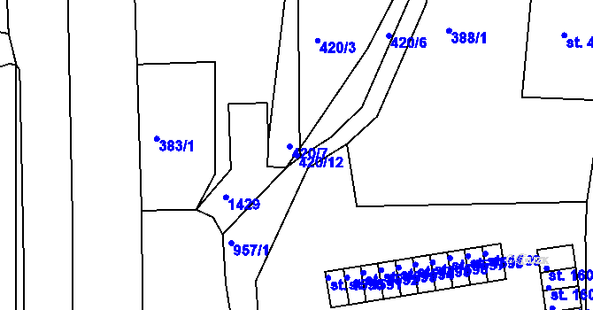 Parcela st. 420/12 v KÚ Hostinné, Katastrální mapa