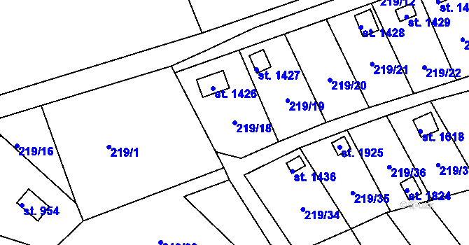 Parcela st. 219/18 v KÚ Hostinné, Katastrální mapa