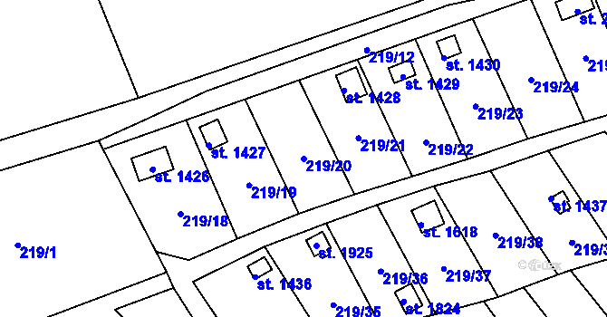 Parcela st. 219/20 v KÚ Hostinné, Katastrální mapa