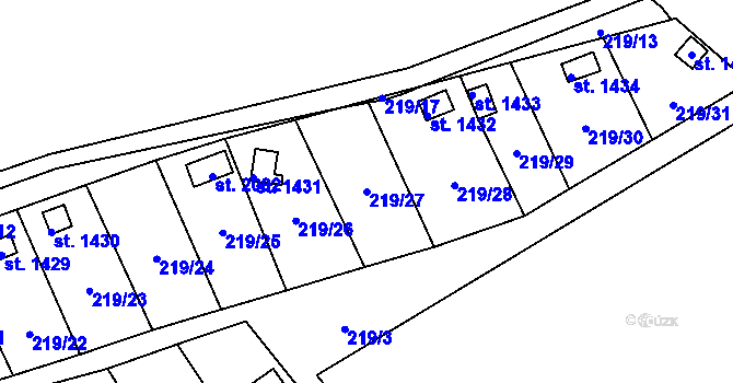 Parcela st. 219/27 v KÚ Hostinné, Katastrální mapa