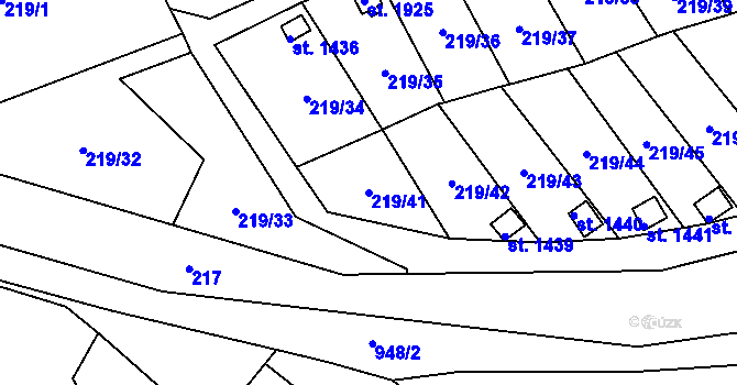 Parcela st. 219/41 v KÚ Hostinné, Katastrální mapa