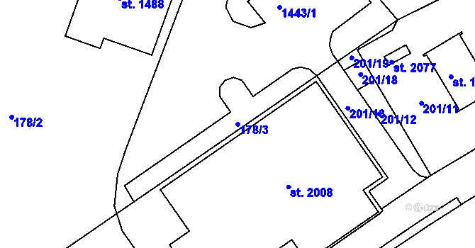 Parcela st. 178/3 v KÚ Hostinné, Katastrální mapa