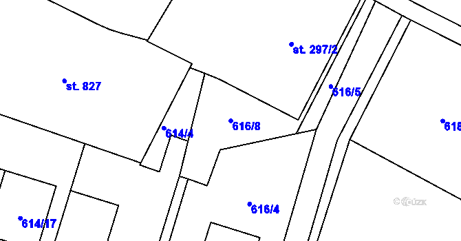 Parcela st. 616/8 v KÚ Hostinné, Katastrální mapa