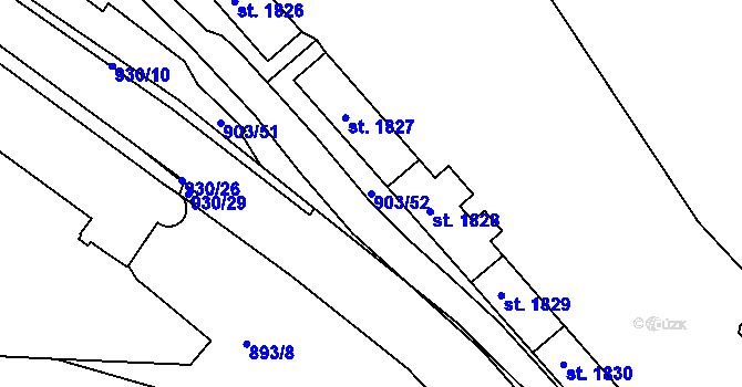 Parcela st. 903/52 v KÚ Hostinné, Katastrální mapa