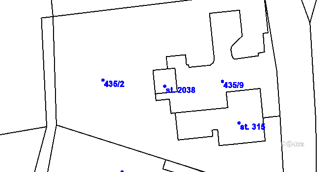 Parcela st. 2038 v KÚ Hostinné, Katastrální mapa