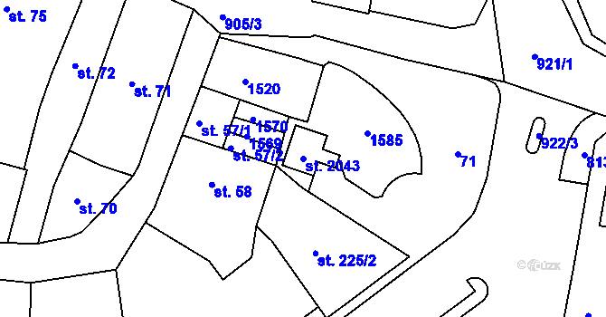 Parcela st. 2043 v KÚ Hostinné, Katastrální mapa