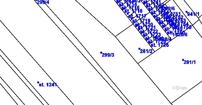 Parcela st. 299/3 v KÚ Hostinné, Katastrální mapa