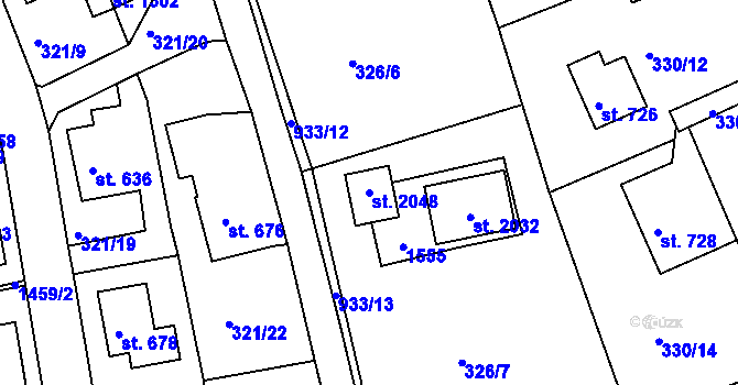 Parcela st. 2048 v KÚ Hostinné, Katastrální mapa