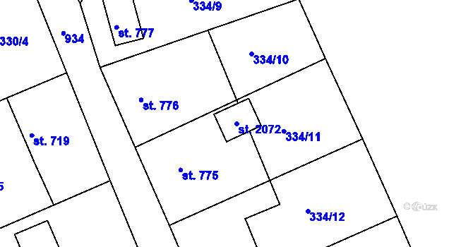 Parcela st. 2072 v KÚ Hostinné, Katastrální mapa