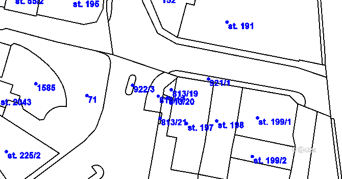 Parcela st. 813/19 v KÚ Hostinné, Katastrální mapa