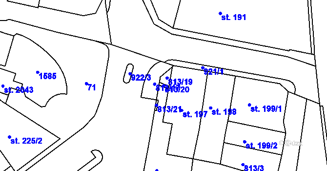 Parcela st. 813/20 v KÚ Hostinné, Katastrální mapa