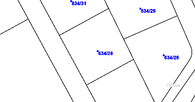 Parcela st. 634/28 v KÚ Hostinné, Katastrální mapa