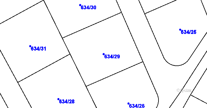 Parcela st. 634/29 v KÚ Hostinné, Katastrální mapa