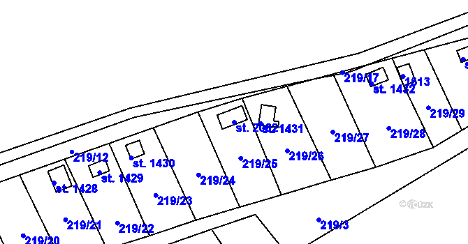 Parcela st. 2082 v KÚ Hostinné, Katastrální mapa