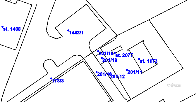 Parcela st. 201/19 v KÚ Hostinné, Katastrální mapa