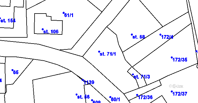 Parcela st. 71/1 v KÚ Hostišová, Katastrální mapa