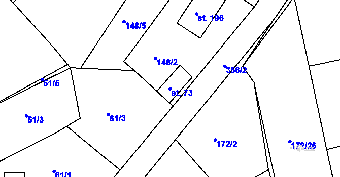 Parcela st. 73 v KÚ Hostišová, Katastrální mapa