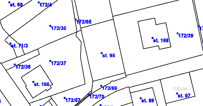 Parcela st. 95 v KÚ Hostišová, Katastrální mapa