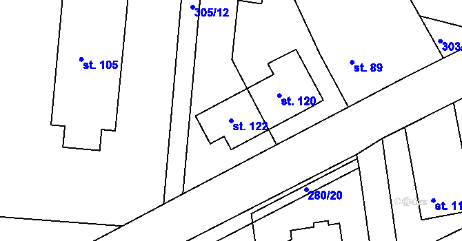 Parcela st. 122 v KÚ Hostišová, Katastrální mapa