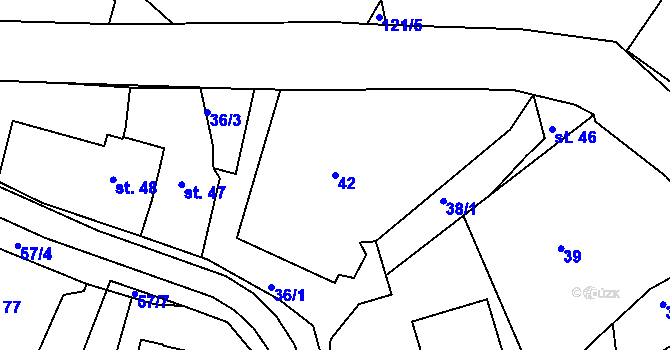 Parcela st. 42 v KÚ Hostišová, Katastrální mapa